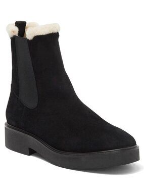 Stuart Weitzman Alpine Cozy Chelsea Womens Suede & Shearling Boots Black Size 6